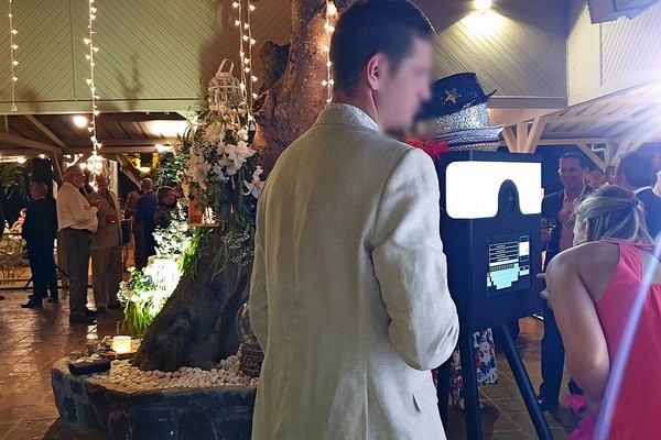 Wedding Photo Booth at Wolmar Mauritius with people putting their email address